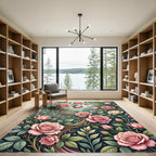 Elegant Pastel Pink Rose Garden Mural Rug