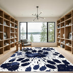 Ink Splatter Midnight Navy Paw Abstract Rug