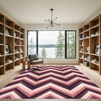Blush Pink Geometric Chevron Zigzag Rug