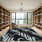 Black Flowing Drip Abstract Liquid Rug