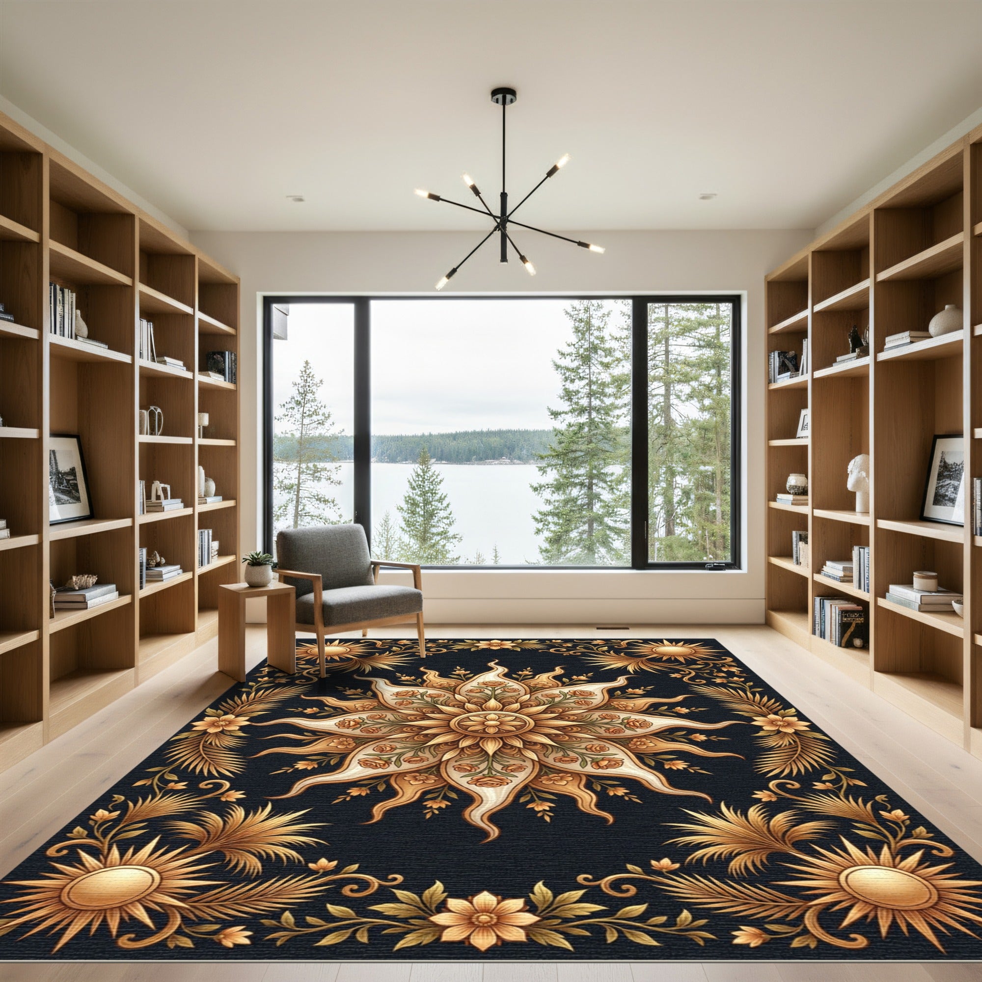 Golden Sun Floral Medallion Rug