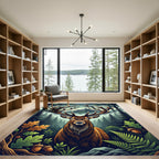 Majestic Elk Forest Mountain Scene Rug