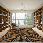 Golden Fern Foliage Rich Black Rug