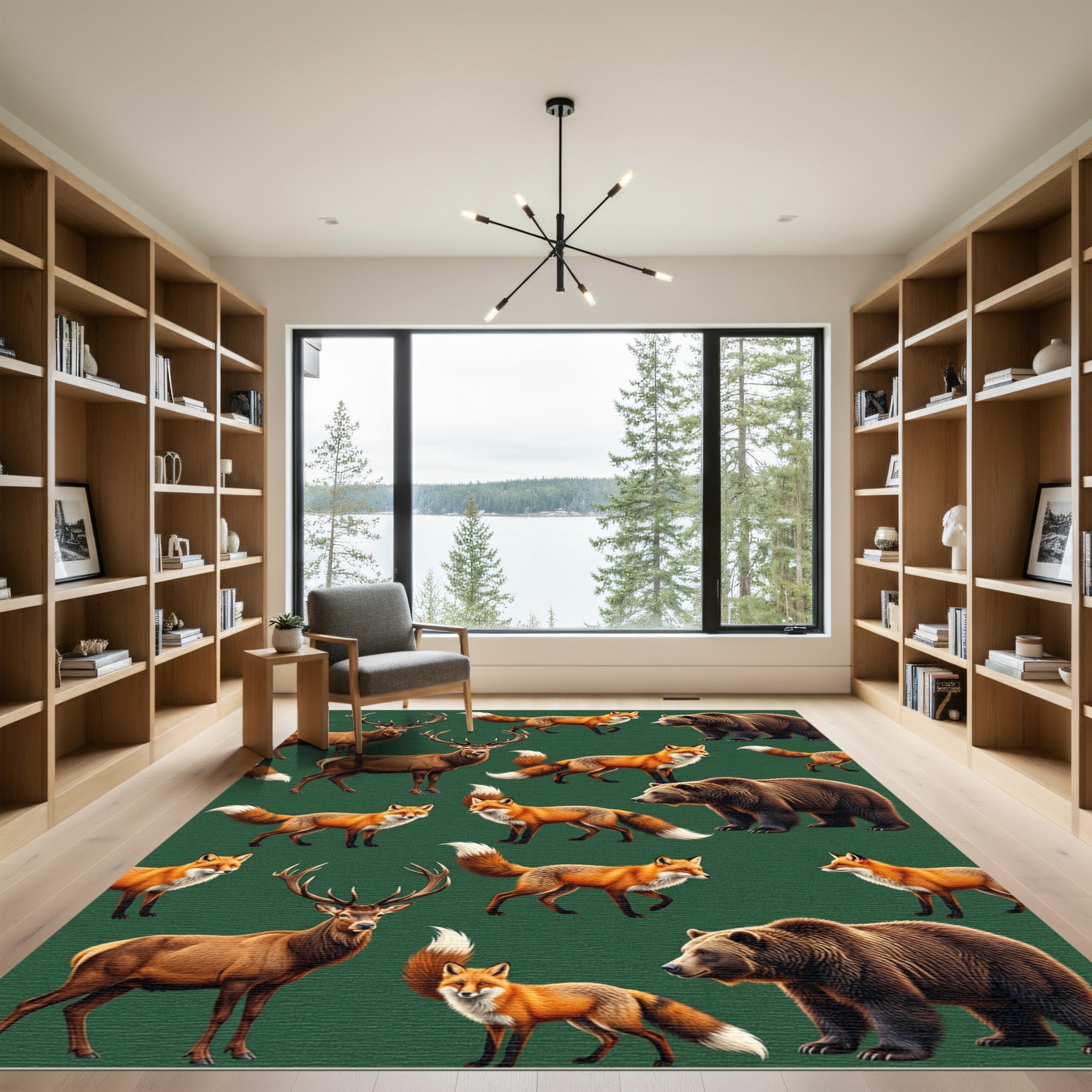 Forest Creature Green Wildlife Woodland Rug