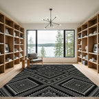 Black and Gray Geometric Diamond Rug