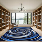 Sleek Galactic Blue And Silver Swirl Rug