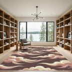 Ethereal Cream and Rose Swirling Clouds Rug