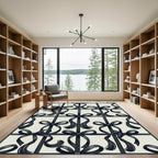 Elegant Black Bows and Tassels Grid Rug