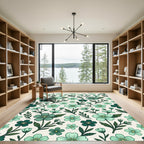 Teal Blossom Garden Pattern Rug
