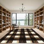 Brown Black Cream Gingham Checks Rug