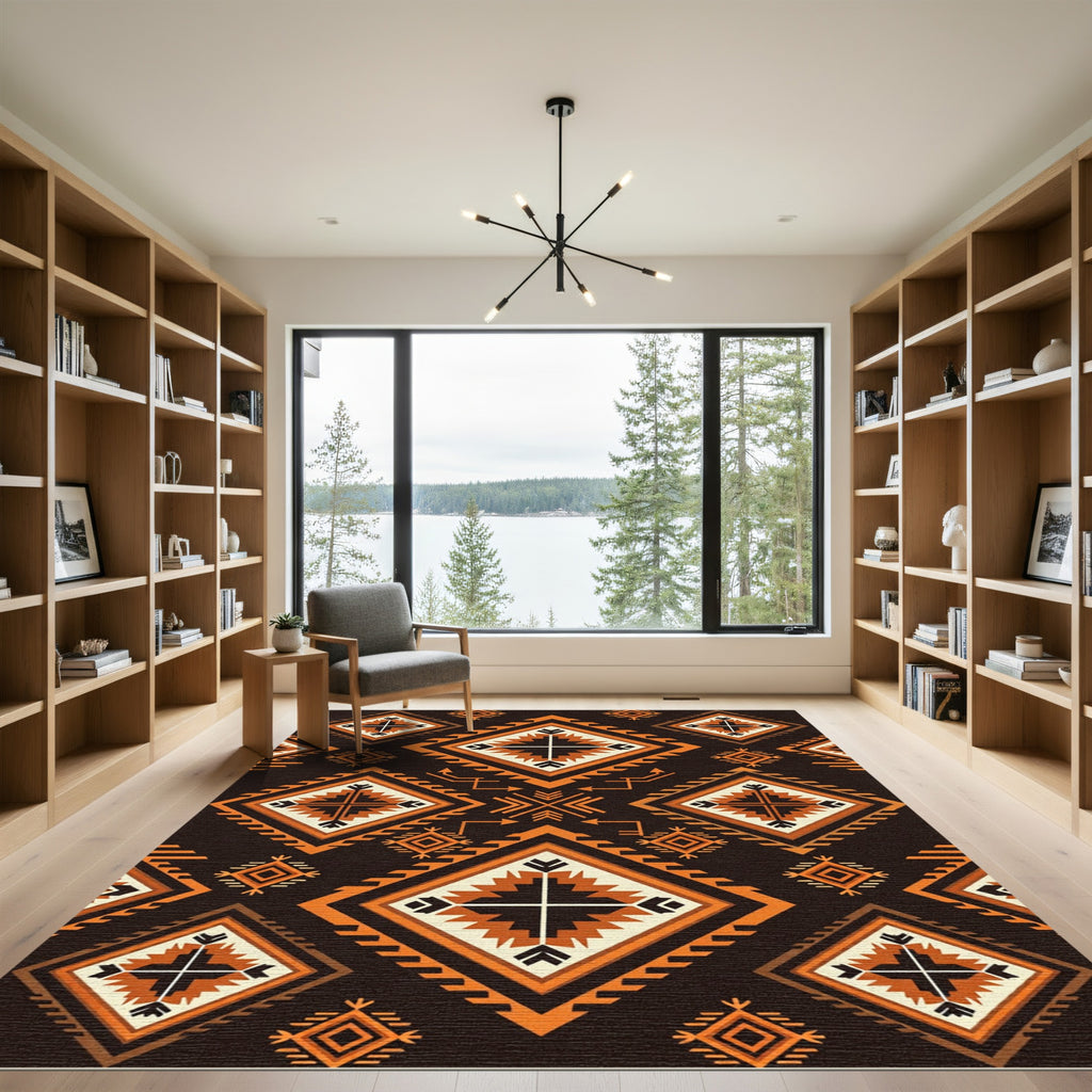 Earthy Geometric Aztec Diamond Rug