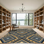 Gold and Slate Geometric Diamond Art Rug