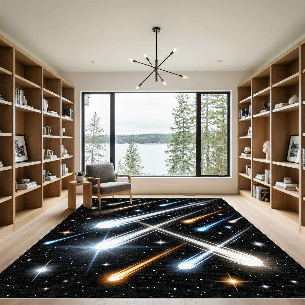 Cosmic Shooting Stars Night Sky Rug
