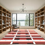Coral Geometric Brutalist Grid Rug