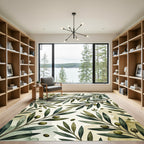 Green Olive Branch Watercolor Botanical Rug