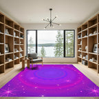Vibrant Purple Starburst Concentric Rug