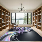 Iridescent Wisteria Floral Liquid Wave Rug