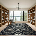 Luxe Silver Pomegranate Floral Swirl Rug