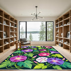 Vibrant Pink Purple Morning Glory Bloom Rug