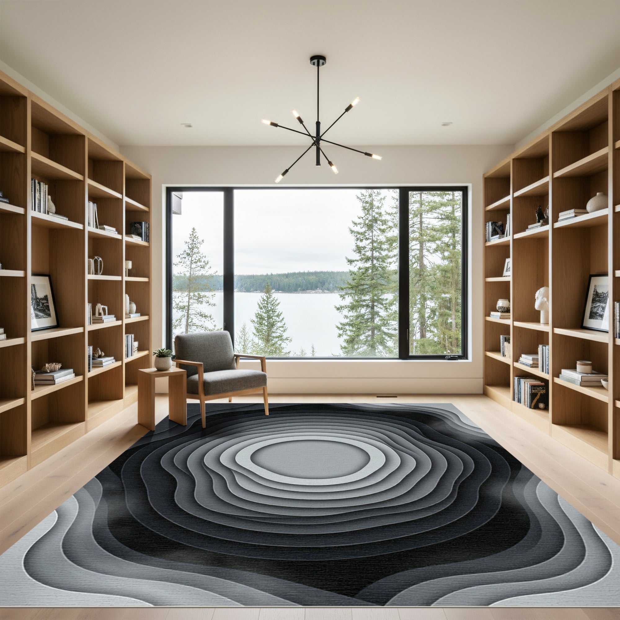 Monochromatic Gradient Layered Rings Rug