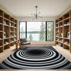 Monochrome Concentric Tunnel Optical Illusion Rug