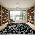 Modern Gray Abstract Organic Cell Rug