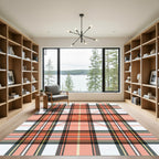 Classic Orange Plaid Tartan Lines Rug