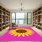 Vibrant Yellow Sunflower Mandala Rug