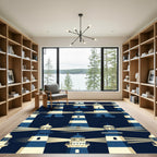 Modern Nautical Navy Lighthouse Stripe Rug
