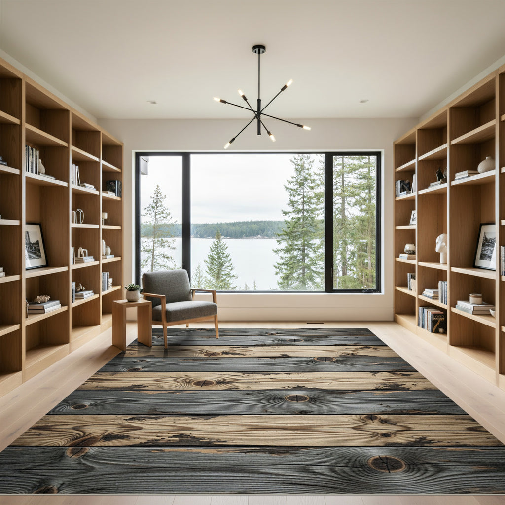 Rustic Gray Wood Grain Texture Rug