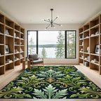 Verdant Gold Acanthus Leaf Scroll Rug