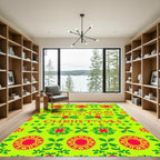 Bright Festive Christmas Holly Sun Rug