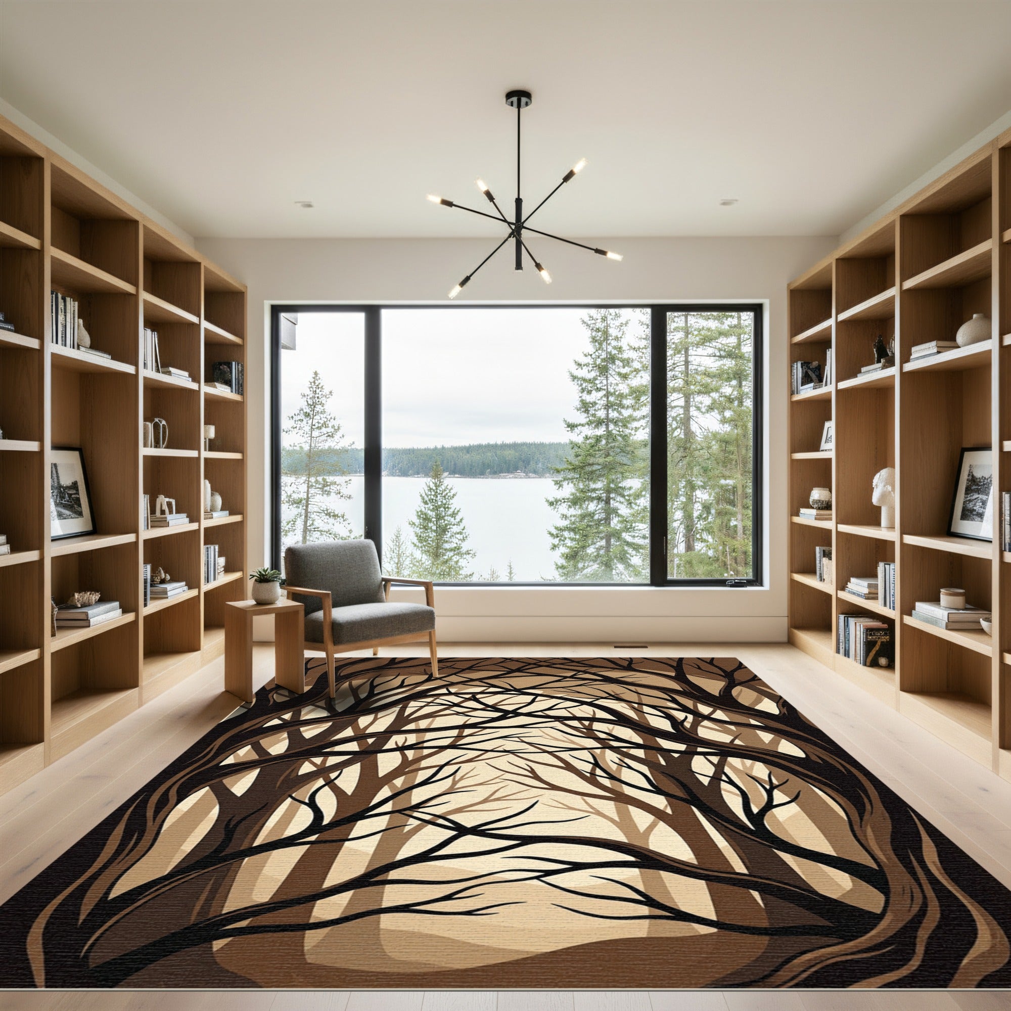 Dark Brown Gnarled Forest Canopy Rug
