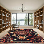 Earthy Celestial Sun Burst Mandala Rug