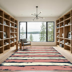 Distressed Pink Cream Horizontal Stripe Rug
