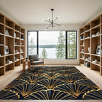 Black Golden Art Deco Fan Rug