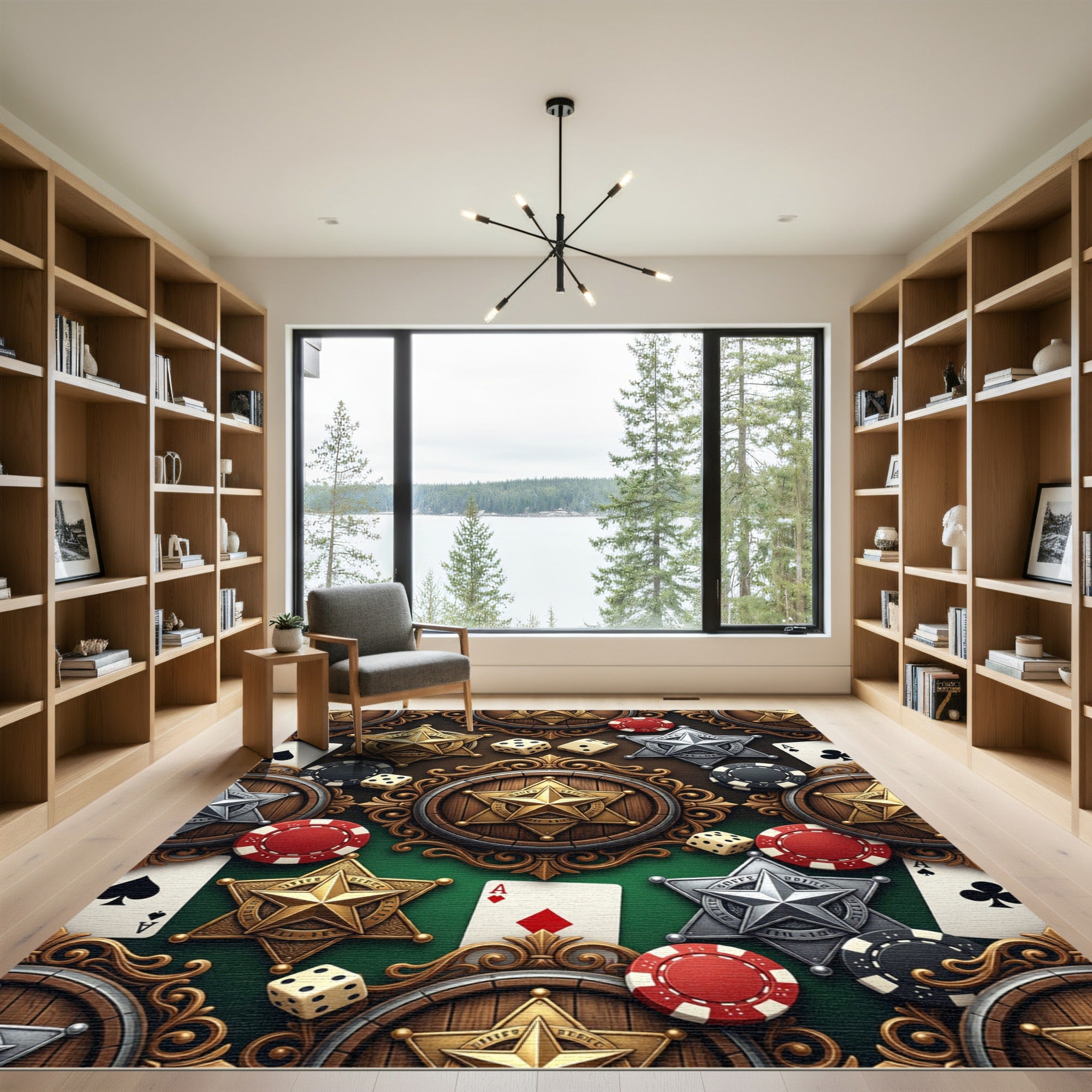 Western Sheriff Star Casino Gambling Rug