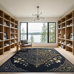 Ornate Scrollwork Floral Medallion Rug