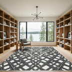 Monochrome Architectural Diamond Lattice Overlay Rug