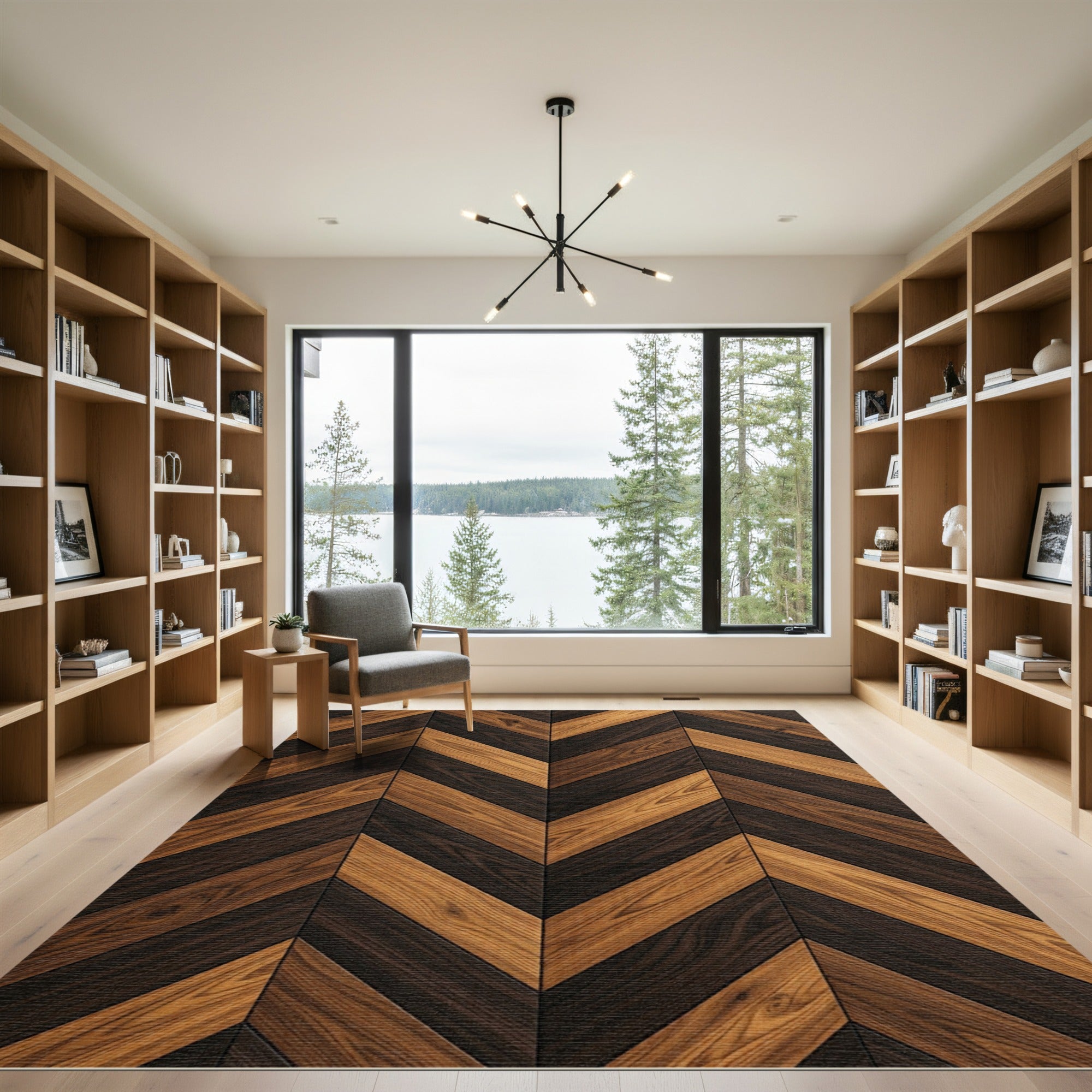 Wood Grain Chevron Natural Tones Rug