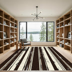 Rustic Brown and Cream Textured Stripes Rug