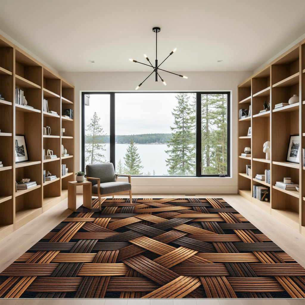 Woven Espresso Beige Texture Rug