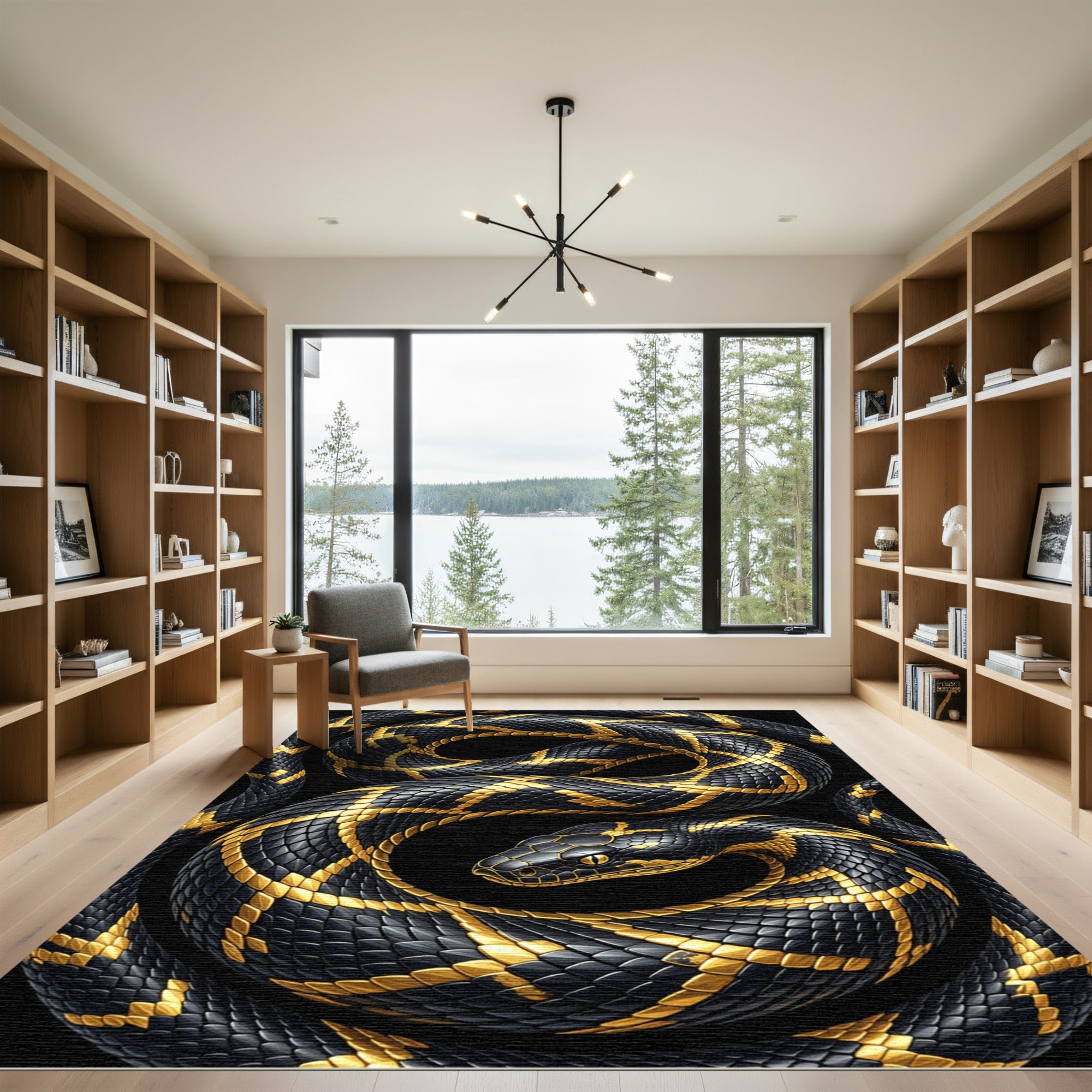 Black Gold Serpent Scale Rug