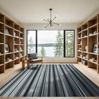 Sophisticated Charcoal Monochromatic Vertical Stripe Rug