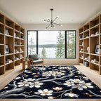 Elegant White Cherry Blossom Branch Rug
