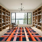 Orange Pink Geometric Intersecting Lines Rug