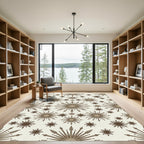 Earthy Brown Sunburst Starburst Medallions Rug