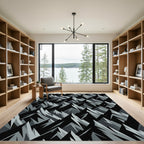 Monochrome Geometric Mountain Peak Abstract Art Rug