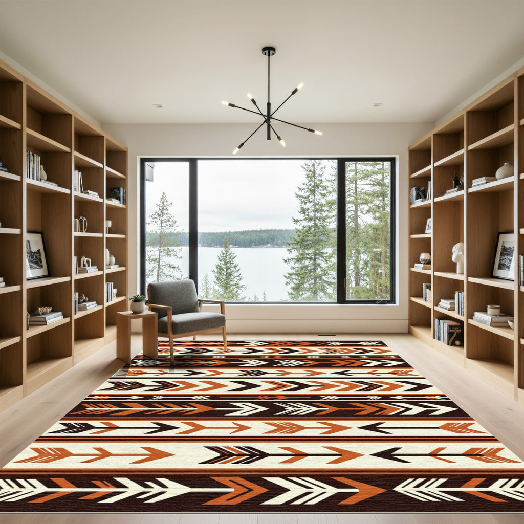Tribal Arrows Brown Cream Rug