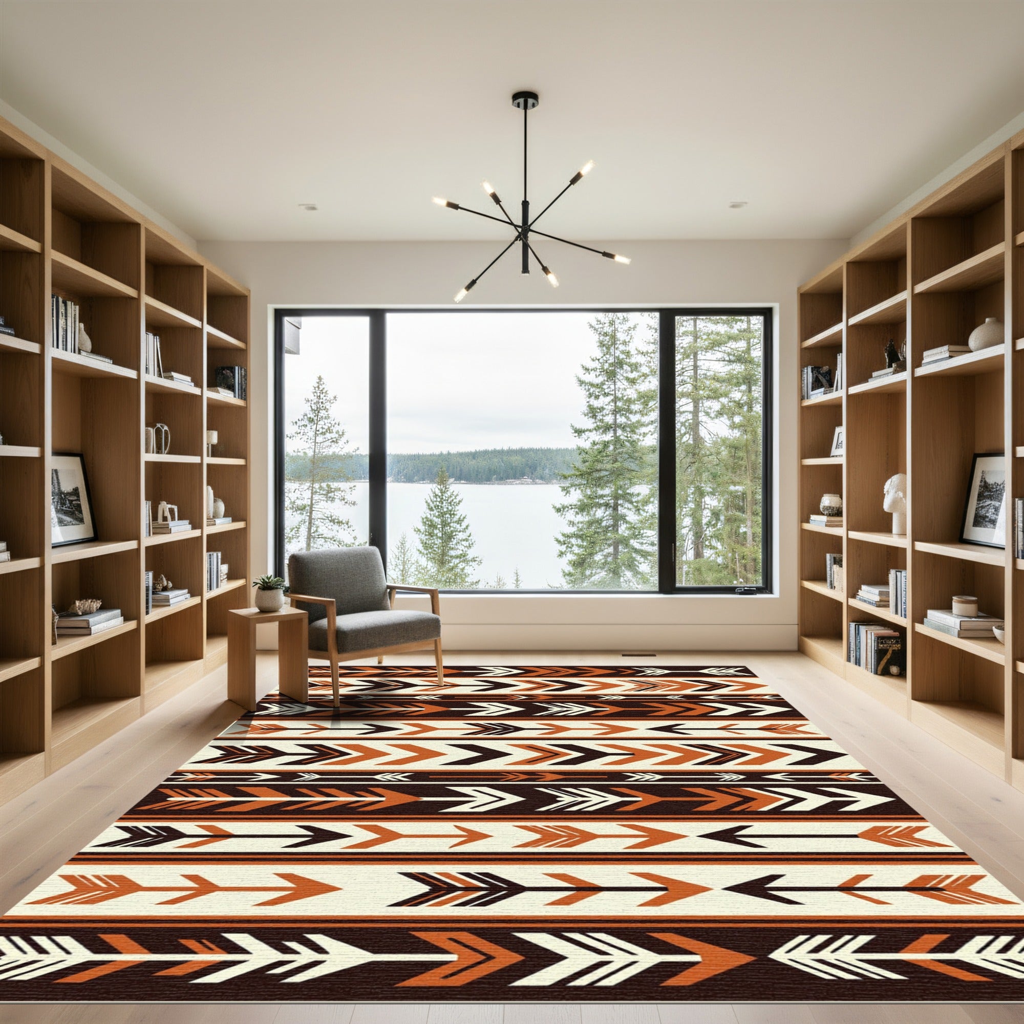 Tribal Arrows Brown Cream Rug